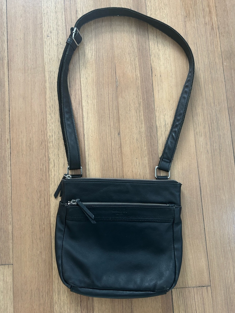 Margot New York Black Leather Slim Crossbody Shoulder Bag